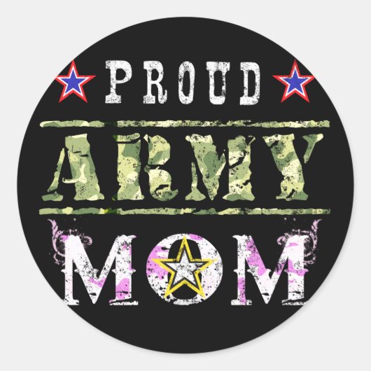 Proud Army Mam Ronde Sticker (Voorkant)
