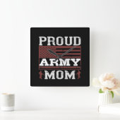 Proud Army Mam Vierkante Klok (Huis)
