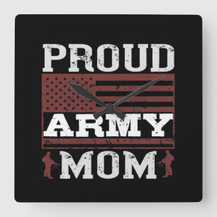 Proud Army Mam Vierkante Klok