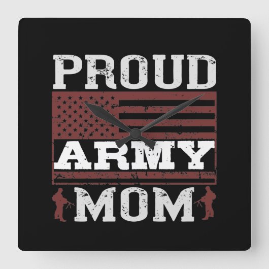 Proud Army Mam Vierkante Klok (Voorkant)