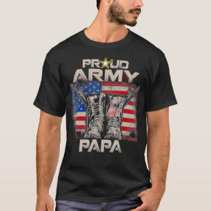 Proud Army Papa America vlaggen de Amerikaanse mil T-shirt