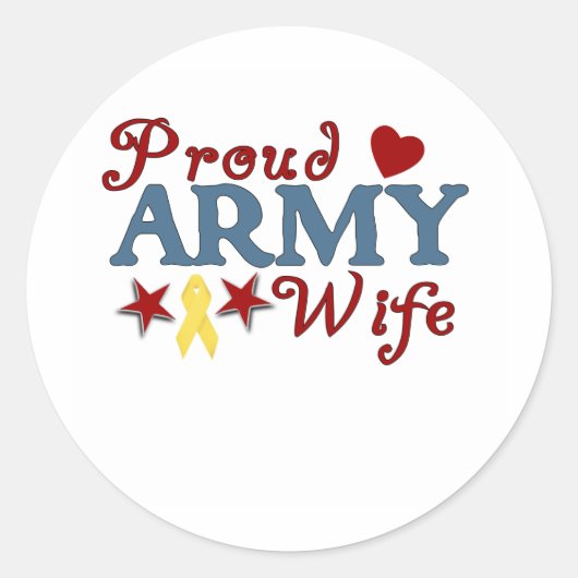 Proud Army Wife Collage Ronde Sticker (Voorkant)