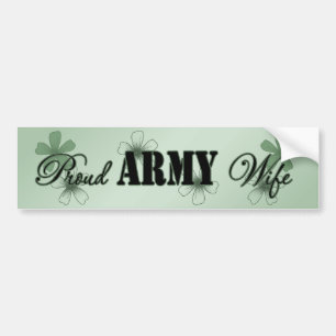 Proud Army Wife Green Flowers Bumpersticker