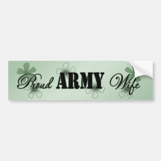 Proud Army Wife Green Flowers Bumpersticker (Voorkant)