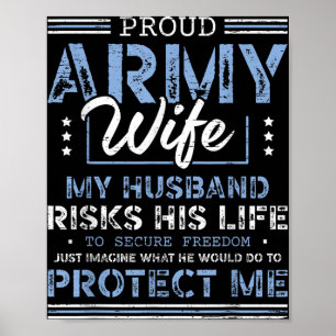 Proud Army Wife Husband Secure Freedom Soldier V Poster