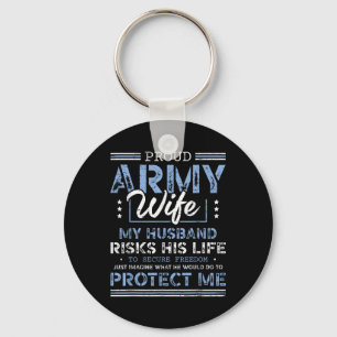 Proud Army Wife Husband Secure Freedom Soldier V Sleutelhanger