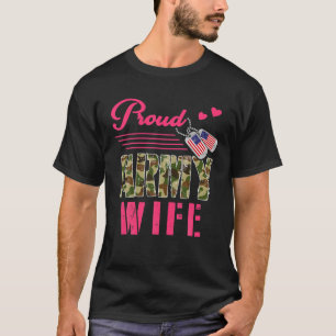 Proud Army Wife Vriendin Militair Camo Dog Label S T-shirt