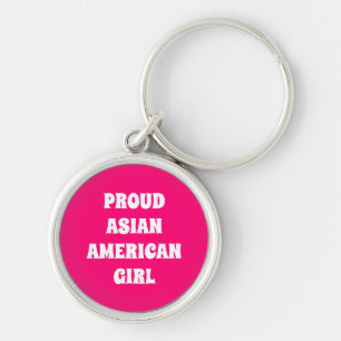 Proud Asian American Girl hot roze typografie Sleutelhanger