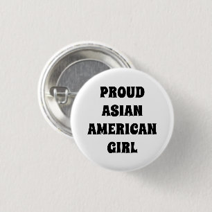 Proud Asian American Girl witte zwarte typografie Ronde Button 3,2 Cm