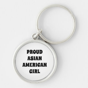 Proud Asian American Girl witte zwarte typografie Sleutelhanger