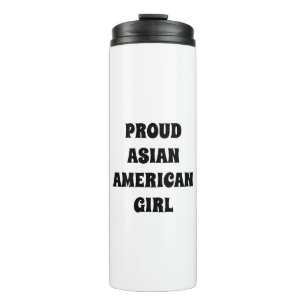 Proud Asian American Girl, zwart wit Thermosbeker