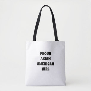 Proud Asian American Girl, zwart wit Tote Bag