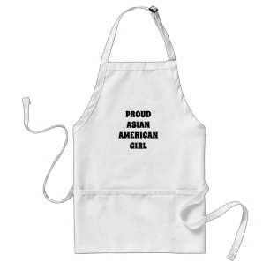 Proud Asian American Girl zwarte witte typografie Standaard Schort