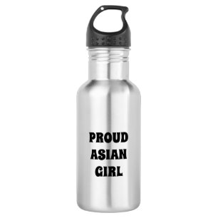 Proud Asian Girl, flesje met roestvrij staal Waterfles