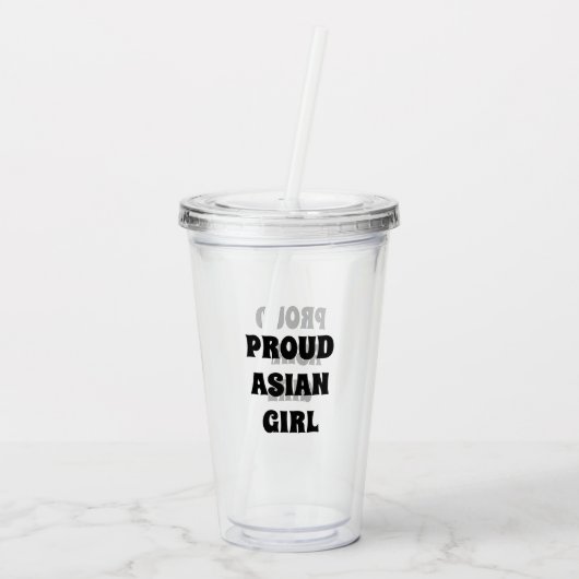 Proud Asian Girl, heldere acryltumbler Acryl Drinkbeker (Achterkant)