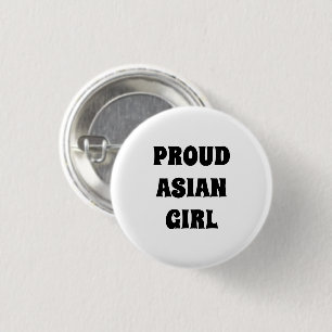 Proud Asian Girl, zwarte witte Button