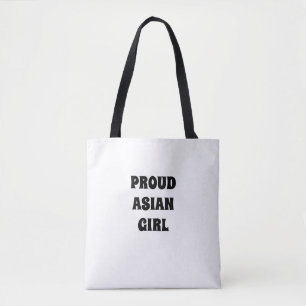 Proud Asian Girl, zwarte witte Canvas tas