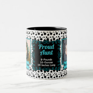 Proud Aunt Dalmatian Print Black and White Photo Tweekleurige Koffiemok
