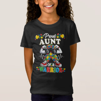 Proud Aunt of a Warrior Autism Awareness Puzzle T-shirt