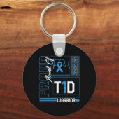 Proud Aunt Of T1d Warrior Ribbon Diabetes Awarenes Sleutelhanger (Voorkant)