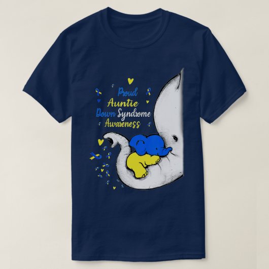 Proud Auntie Down Syndrome Awareness Day Elephant T-shirt (Design voorkant)