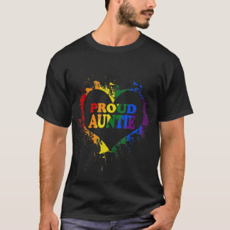 Proud Auntie LGBT pride rainbow Heart Flag - Mothe T-shirt