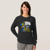 Proud Aunty Down Syndrome Awareness Yellow Blue Ri T-shirt (Voorkant volledig)