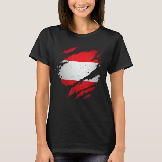 Proud Austrian Torn Ripped Austria Flag T-shirt (Voorkant)