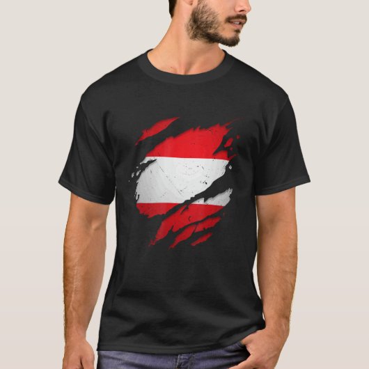 Proud Austrian Torn Ripped Austria Flag T-shirt (Voorkant)
