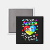 Proud Autism Aunt Love Support Accepteert Help Awa Magneet (Voorkant / Achterkant)