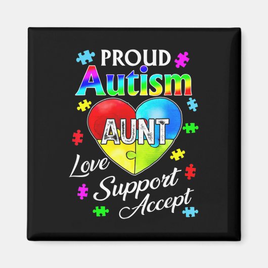 Proud Autism Aunt Love Support Accepteert Help Awa Magneet (Voorkant)