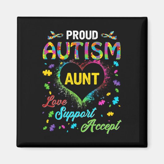 Proud Autism Aunt Love Support Accepteert Help Awa Magneet (Voorkant)