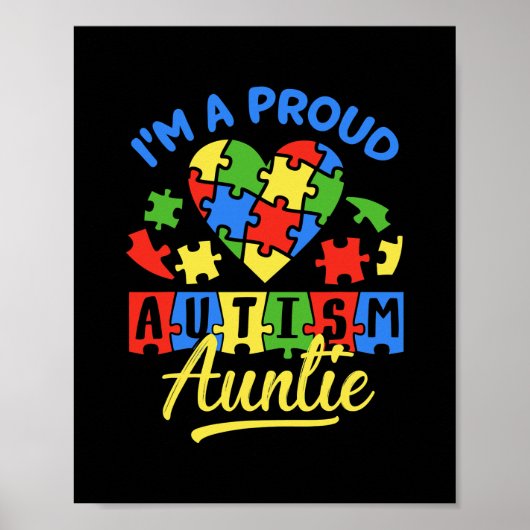 Proud Autism Auntie Awareness Aunt Autistic Niece Poster (Voorkant)