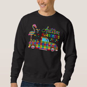 Proud Autism Awareness Cute Flamingo on Puzzle Pic Trui