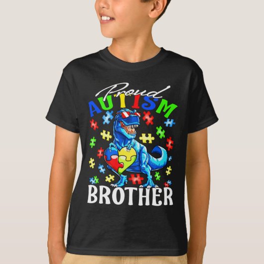 Proud Autism Brother Dinosaur Autism Awareness T-shirt (Voorkant)
