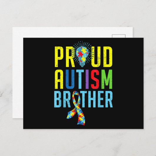 Proud Autism Brother Sibling Autism Awareness T-S Briefkaart (Voorkant / Achterkant)