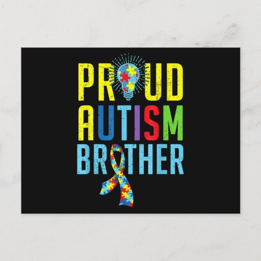 Proud Autism Brother Sibling Autism Awareness T-S Briefkaart (Voorkant)
