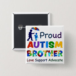 Proud Autism Brother Vierkante Button 5,1 Cm