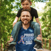 Proud Autism Dad Blue Awareness Ribbon