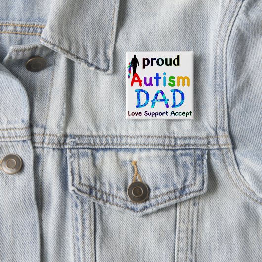 Proud Autism Dad Vierkante Button 5,1 Cm (In situ)