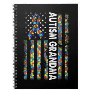 Proud Autism Grandma American Flag Autism Awarenes Notitieboek