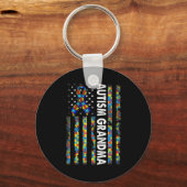 Proud Autism Grandma American Flag Autism Awarenes Sleutelhanger (Voorkant)