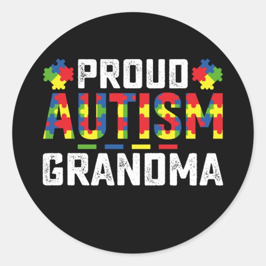 Proud Autism Grandma Awareness Autistic Family Ronde Sticker (Voorkant)