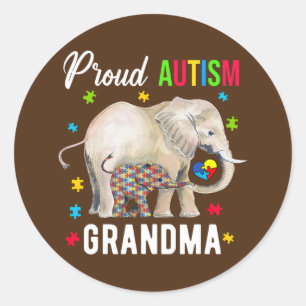 Proud Autism Grandma Funny Autism Awareness Papa Ronde Sticker