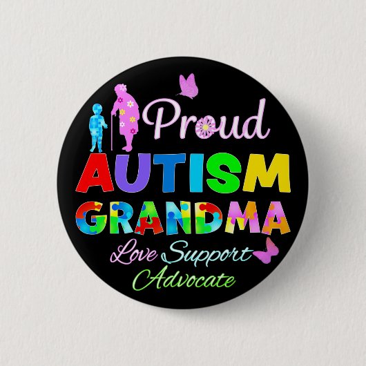 Proud Autism Grandma Ronde Button 5,7 Cm (Voorkant)