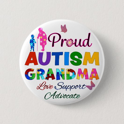 Proud Autism Grandma Ronde Button 5,7 Cm (Voorkant)