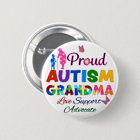 Proud Autism Grandma Ronde Button 5,7 Cm (Voorkant /achterkant)