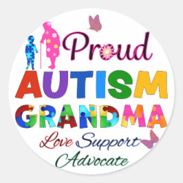 Proud Autism Grandma Ronde Sticker