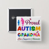 Proud Autism Grandma Vierkante Button 5,1 Cm (Voorkant /achterkant)
