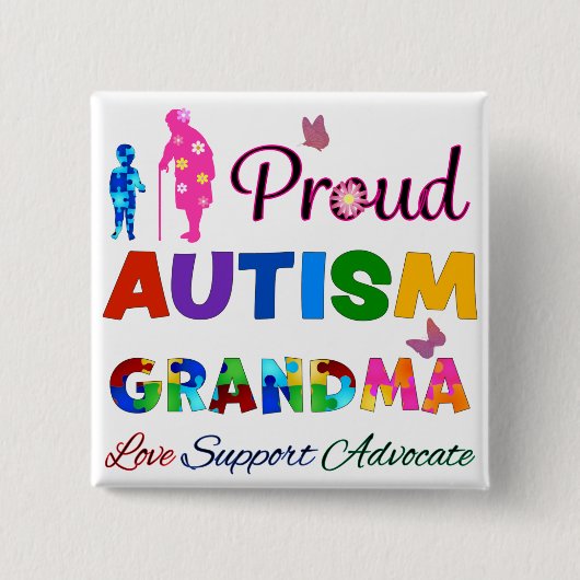 Proud Autism Grandma Vierkante Button 5,1 Cm (Voorkant)